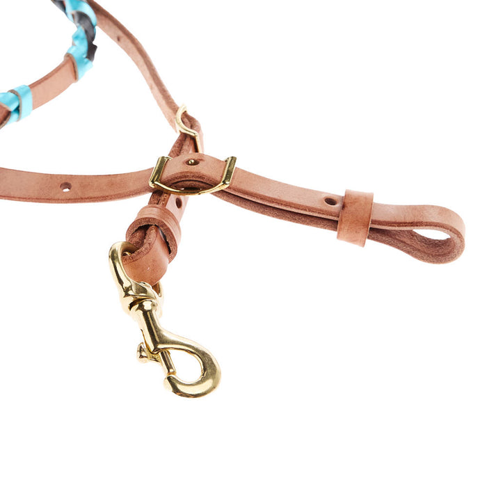 NRS TACK Metallic Turquoise and Black Laced Barrel Reins