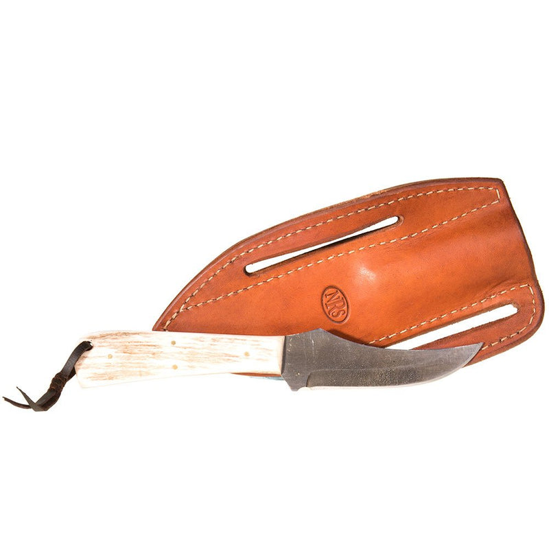 Nrs Ranch Knives Cowtown Mountain Skinner Knife w/Plain Leather Sheath