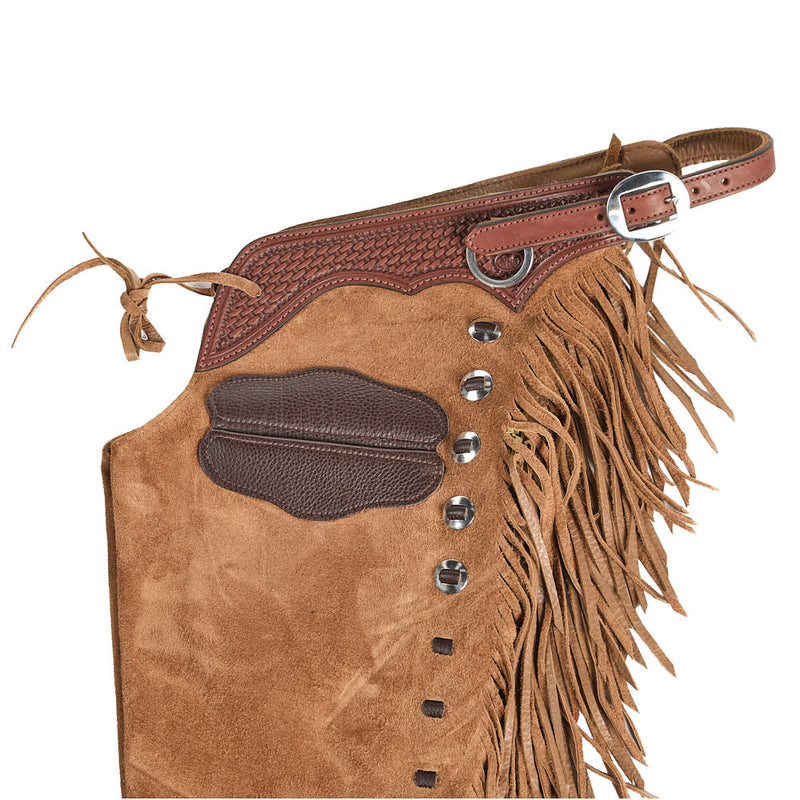 NRS Light Brown Roughout Tie Front Puncher Chaps