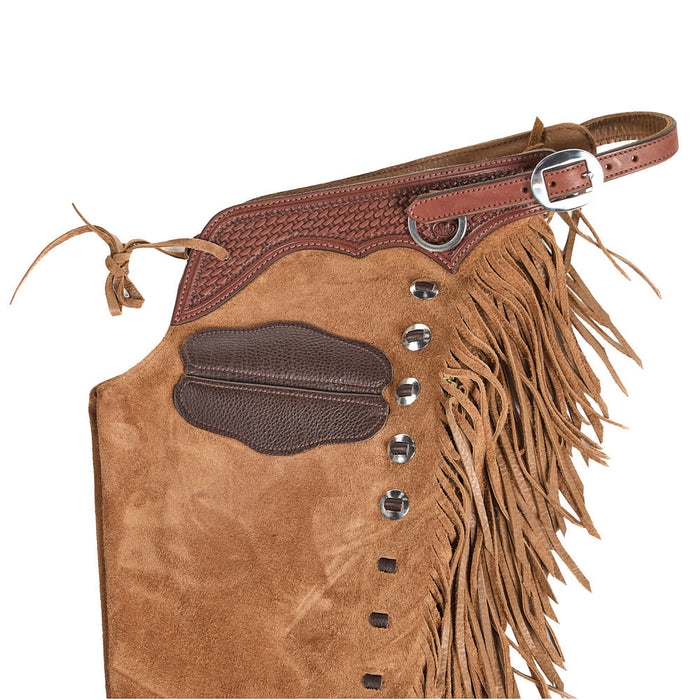 NRS Light Brown Roughout Tie Front Puncher Chaps