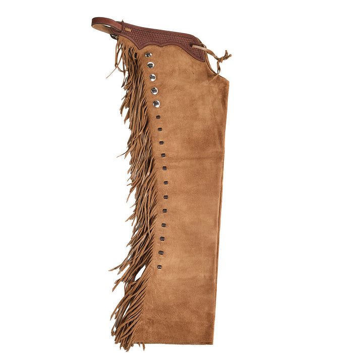 NRS Light Brown Roughout Tie Front Puncher Chaps