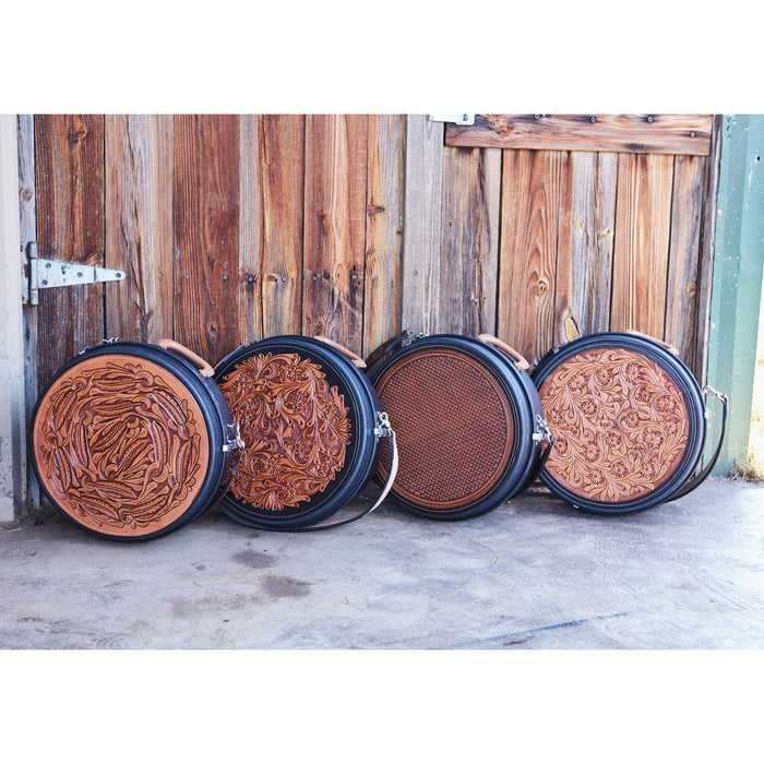 NRS Exclusive Rope Can with Geometric Tooled Leather Lid
