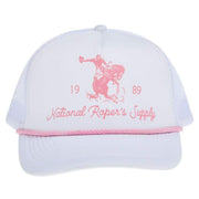NRS National Ropers Supply White and Pink Foam Cap