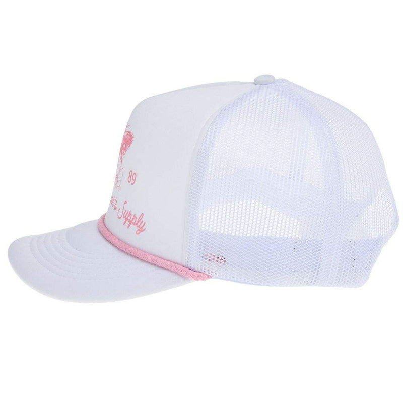 NRS National Ropers Supply White and Pink Foam Cap