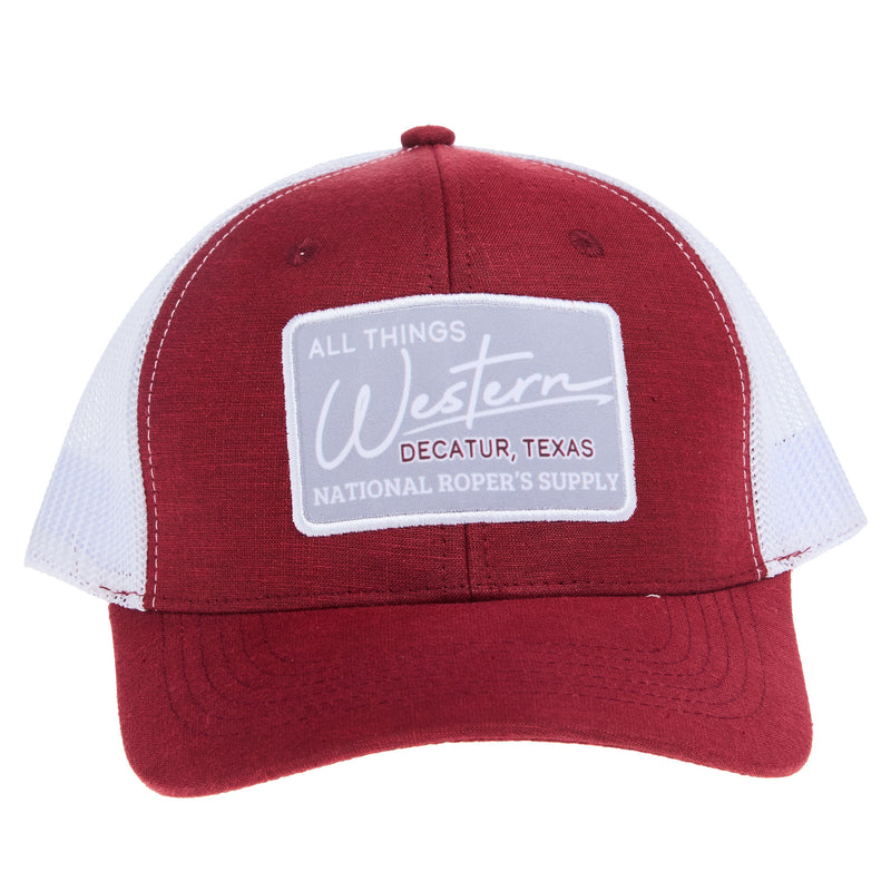 NRS All Things Western Deep Red and White Cap