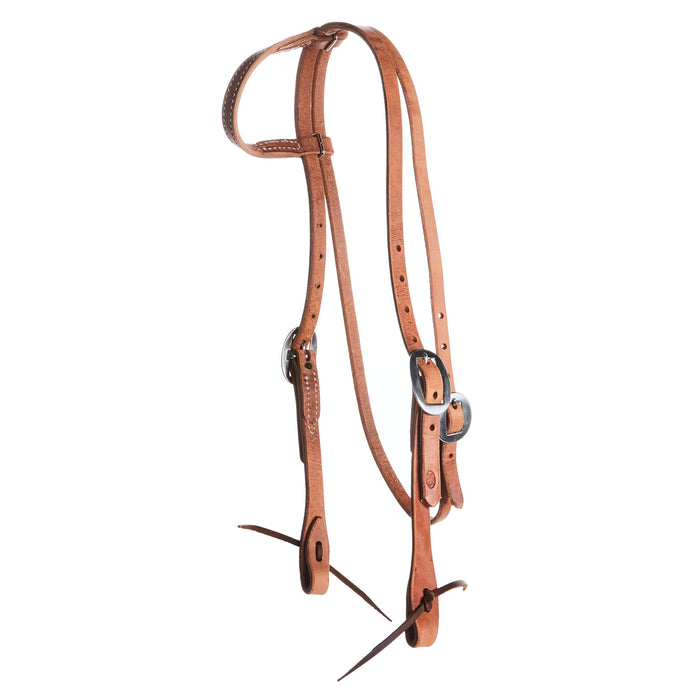 NRS Tack Natural 5/8 Inch Single Ear Headstall with Throat Latch