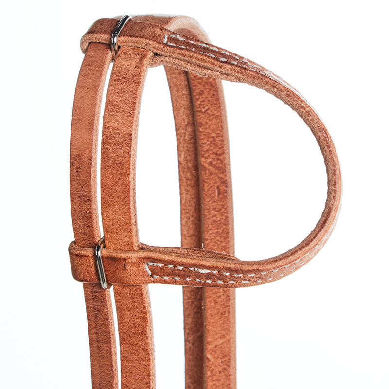 NRS TACK Natural 5/8 Inch Single Ear Headstall with Throat Latch