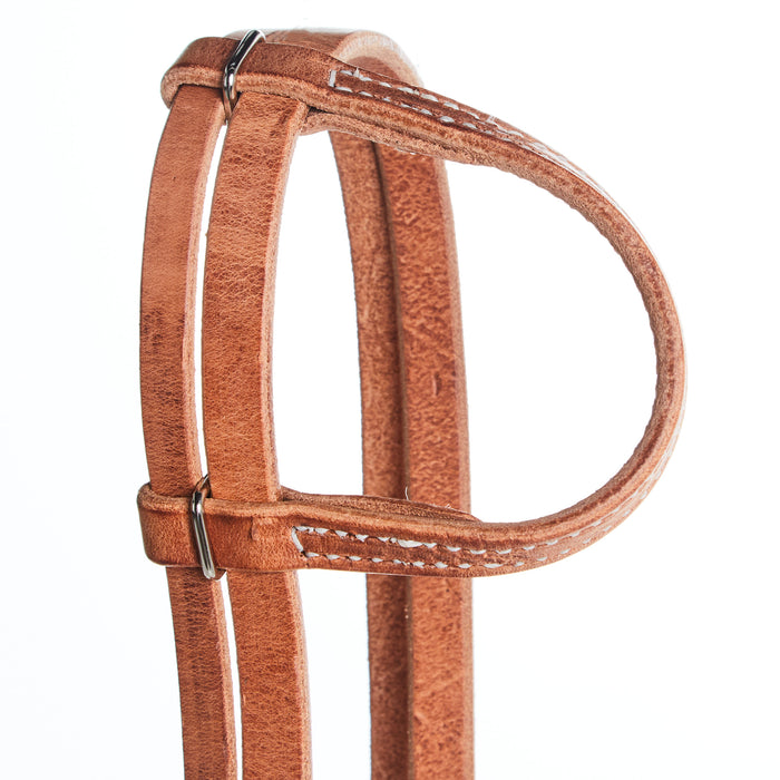 NRS Tack Natural 5/8 Inch Single Ear Headstall with Throat Latch