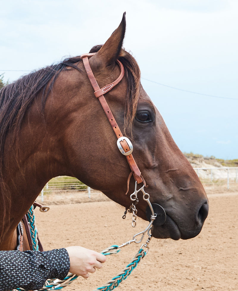 NRS TACK Natural 5/8 Inch Single Ear Gag Cheek Headstall