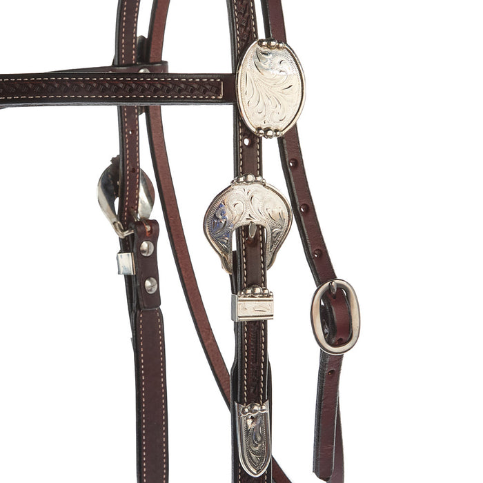 NRS Silver Basket Stamp Futurity Knot Browband Show Headstal