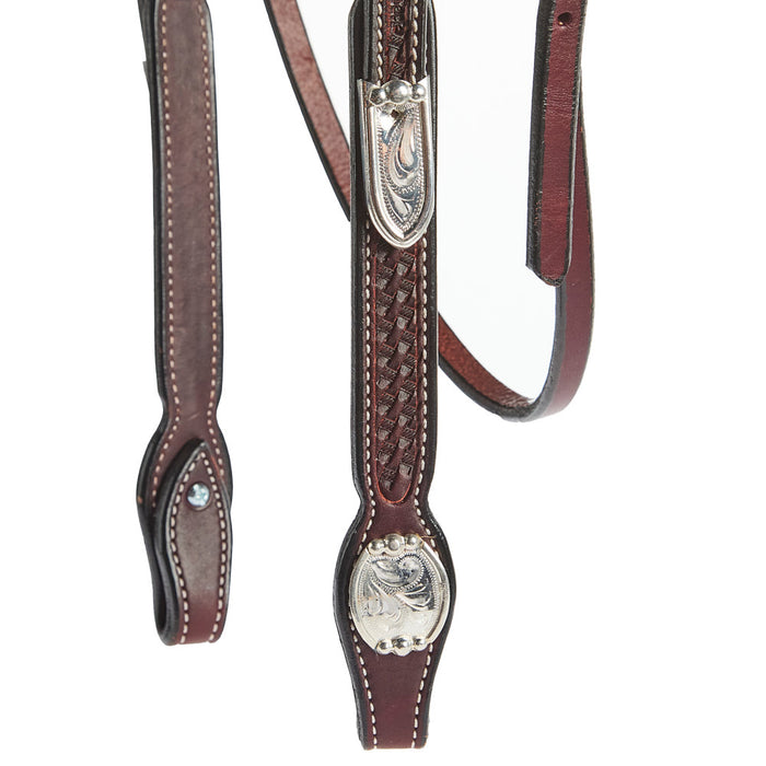 NRS Silver Basket Stamp Futurity Knot Browband Show Headstal