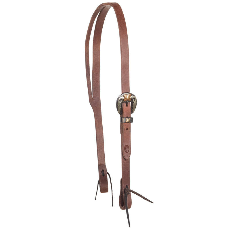 NRS Tack 3/4 Oiled Slit Ear w/Single Floral Headstall