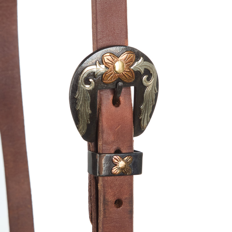 NRS Tack 3/4 Oiled Slit Ear w/Single Floral Headstall