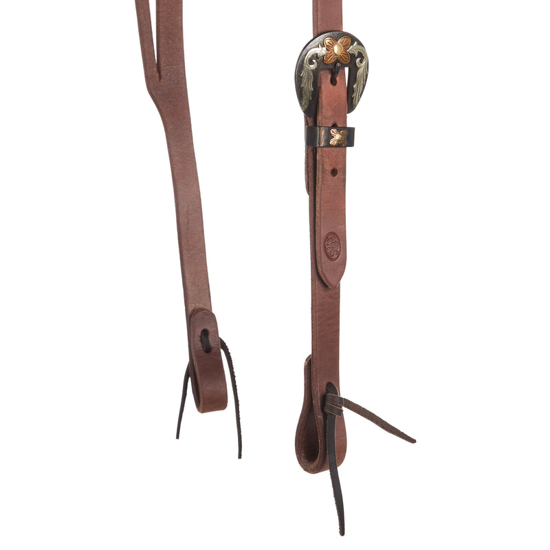 NRS Tack 3/4 Oiled Slit Ear w/Single Floral Headstall