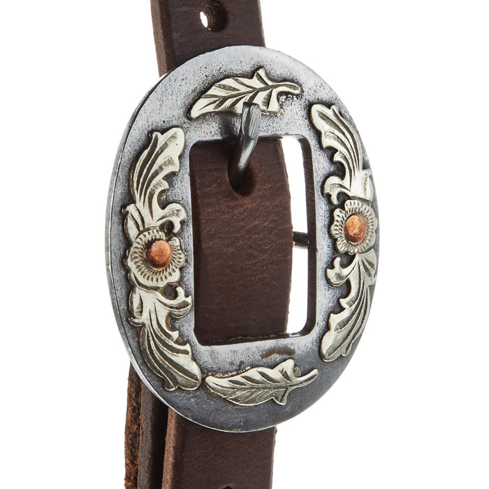 NRS Tack TLC Series Split Ear Oiled with Floral Cart Buckle Headstall