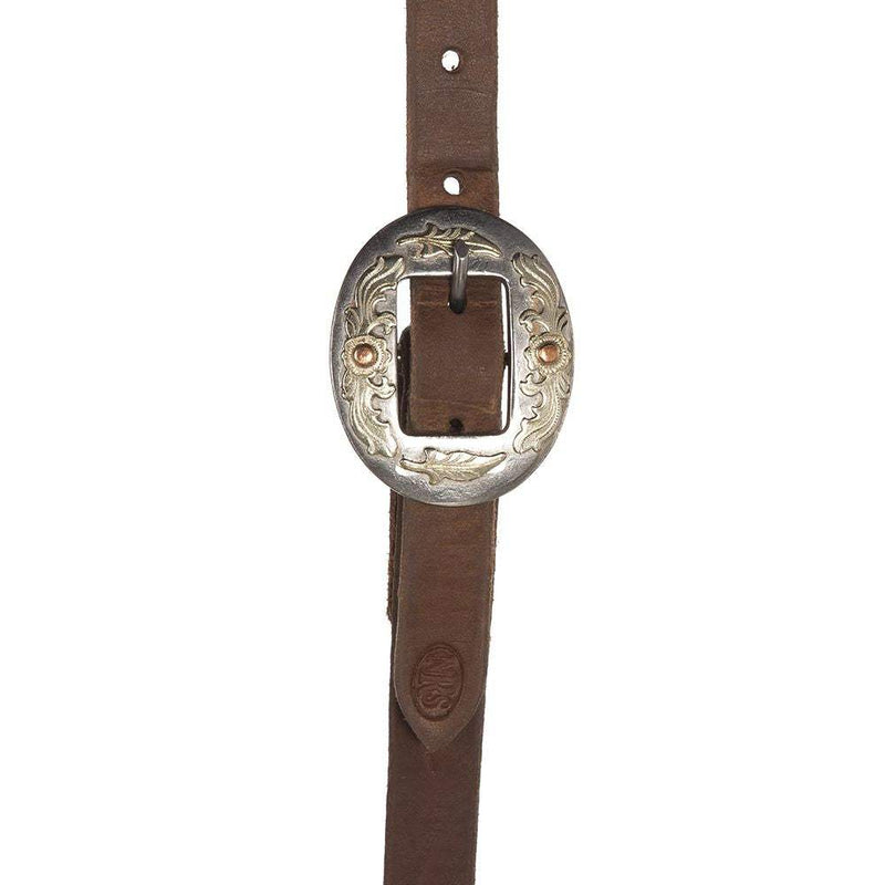 NRS Tack TLC Series Split Ear Oiled with Floral Cart Buckle Headstall