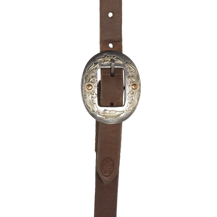 NRS Tack Oiled 5/8 Inch Box Loop Single Ear Headstall with Floral Cart Buckles