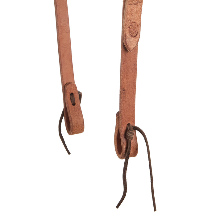 NRS TACK Roughout 3/4 Inch Slit Ear Headstall with Copper Flower Sliver Bar Cart Buckle