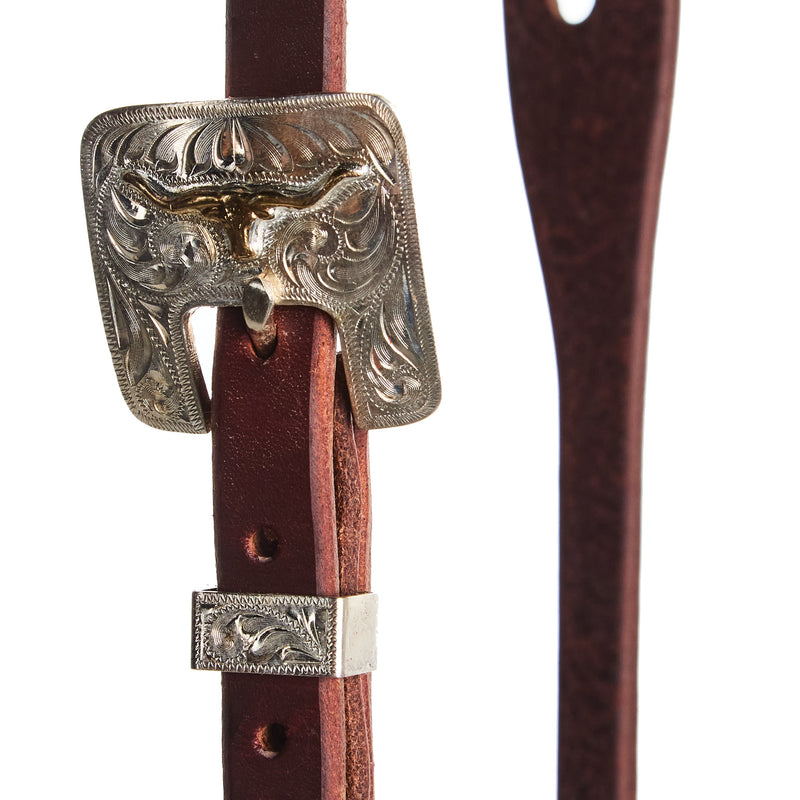 Cowperson Tack 5/8in. Square Steel Heel Buckle Slot Ear Headstall
