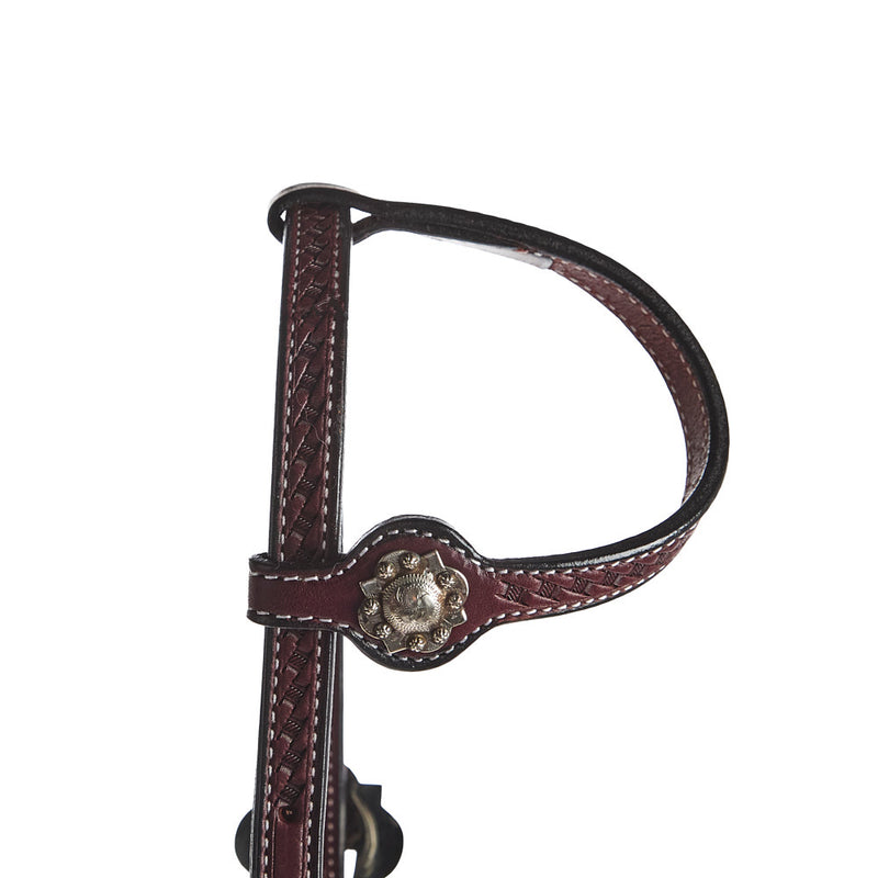 NRS Single Ear Basket Stamped Antique Silver Show Headstall