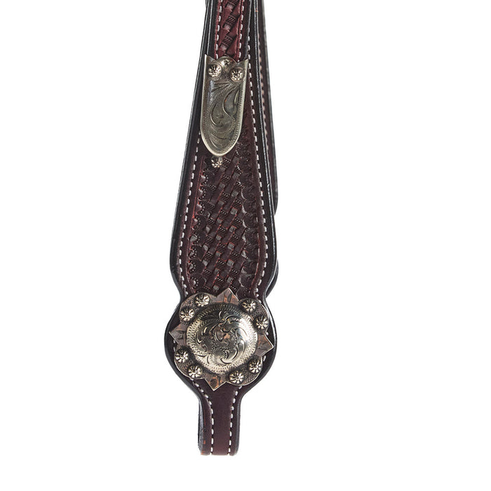 NRS Single Ear Basket Stamped Antique Silver Show Headstall