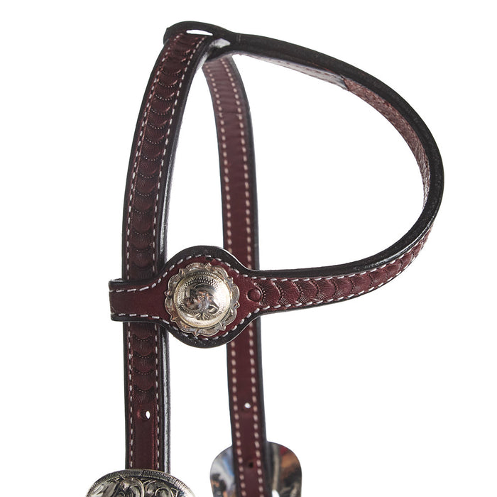 NRS Silver Concho Basket Stamp Single Ear Show Headstall