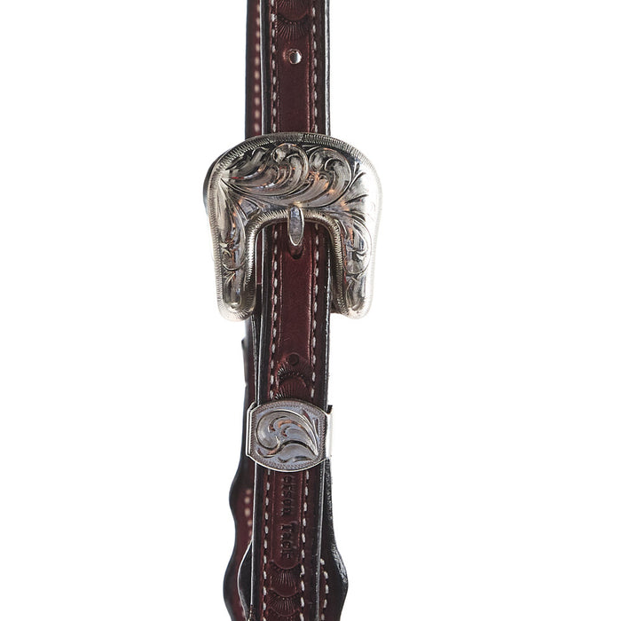 NRS Silver Concho Basket Stamp Single Ear Show Headstall