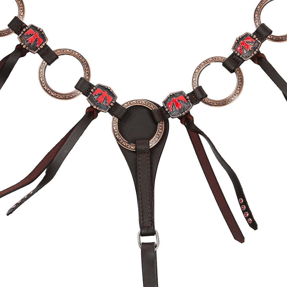 Lot Têtière Et Protège-poitrail En Cuir Pour Cheval, Taille S, Anneaux Cuivre, Noir