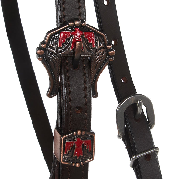 NRS Dark Pink Thunderbird Braided Browband Headstall
