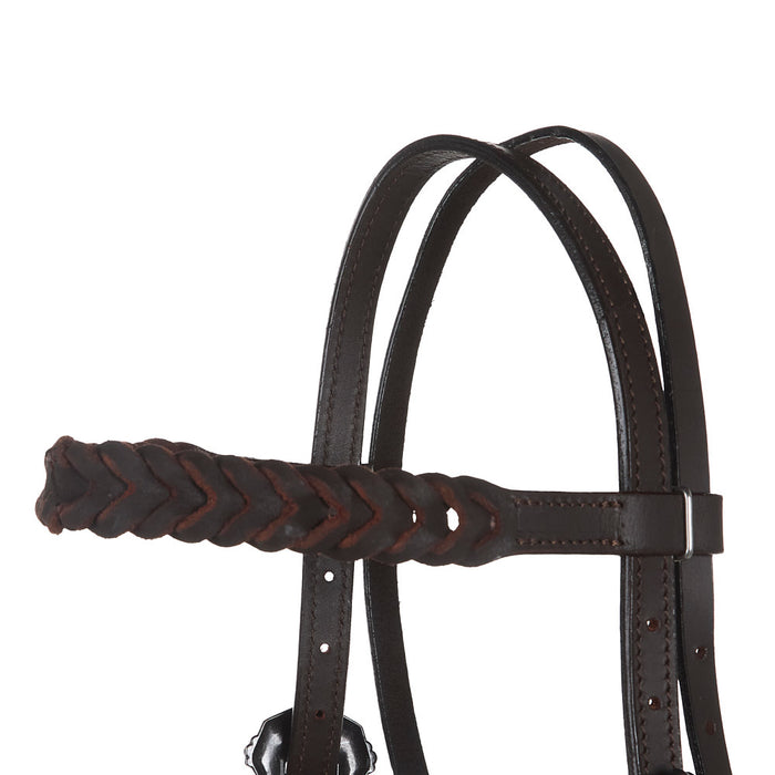 NRS Dark Pink Thunderbird Braided Browband Headstall