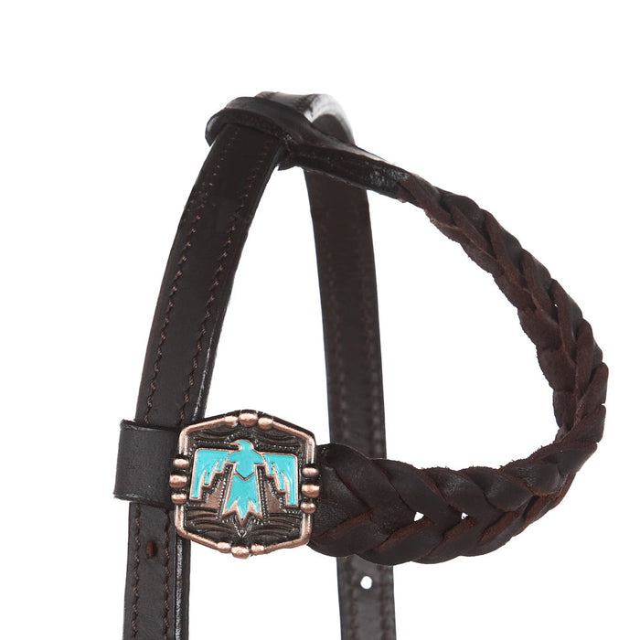 NRS Turquoise Thunderbird Braided Single Ear Headstall