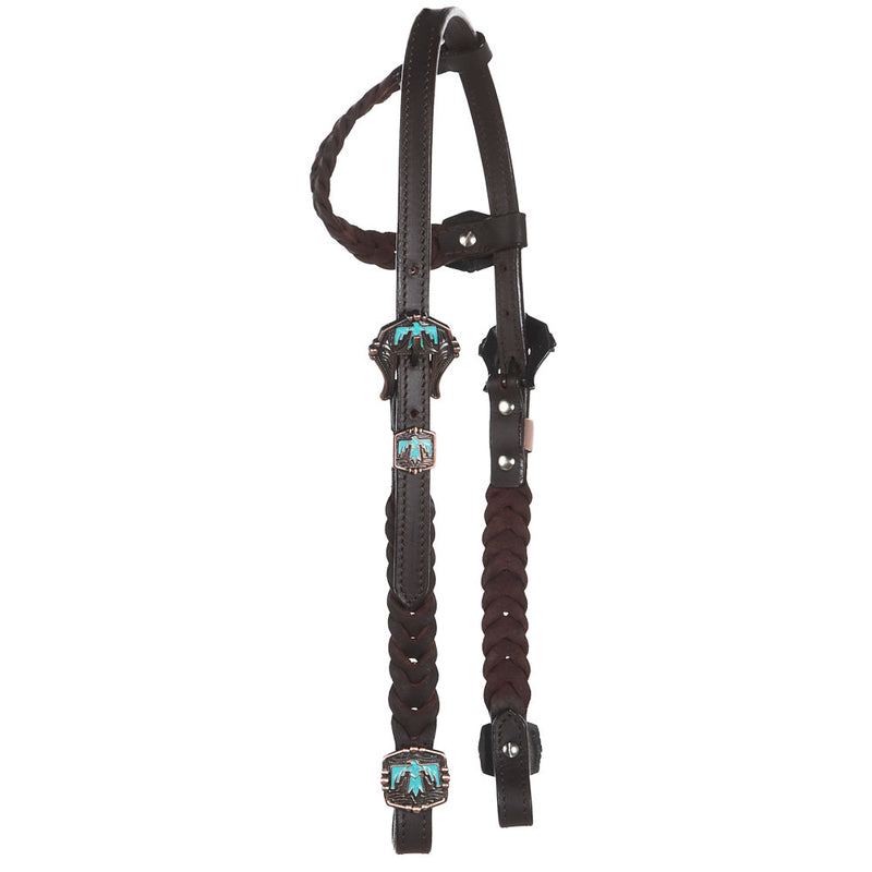 NRS Turquoise Thunderbird Braided Single Ear Headstall