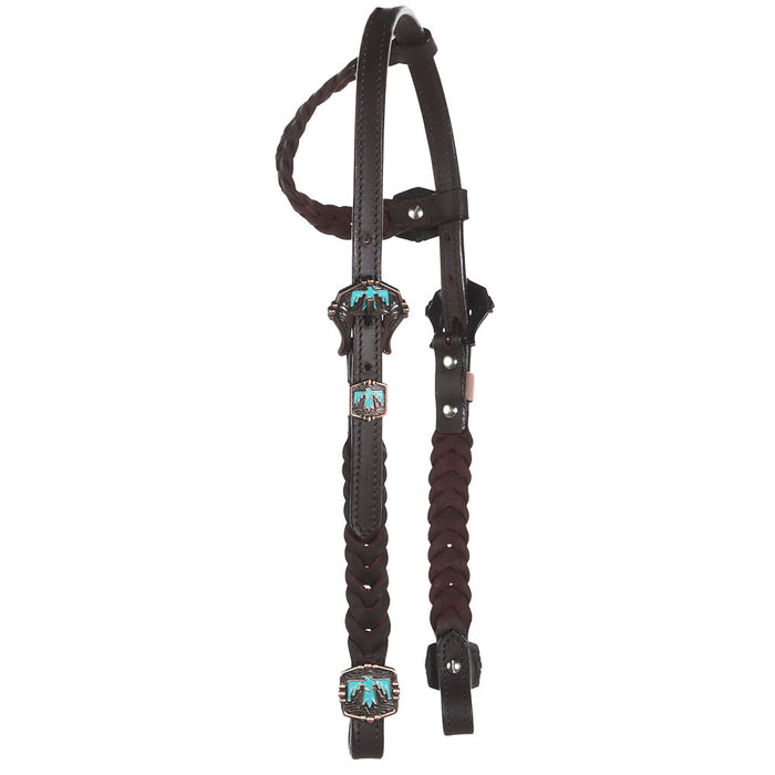 NRS Turquoise Thunderbird Braided Single Ear Headstall