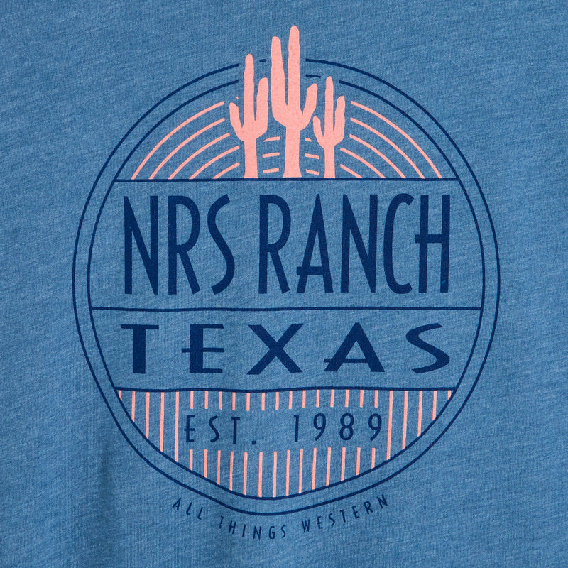 NRS Ranch Cactus Logo Denim Blue Tee