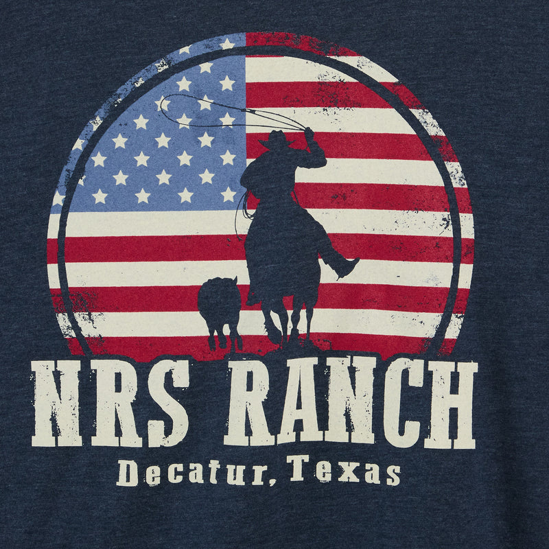 NRS Ranch Calf Roper Flag Navy Tee