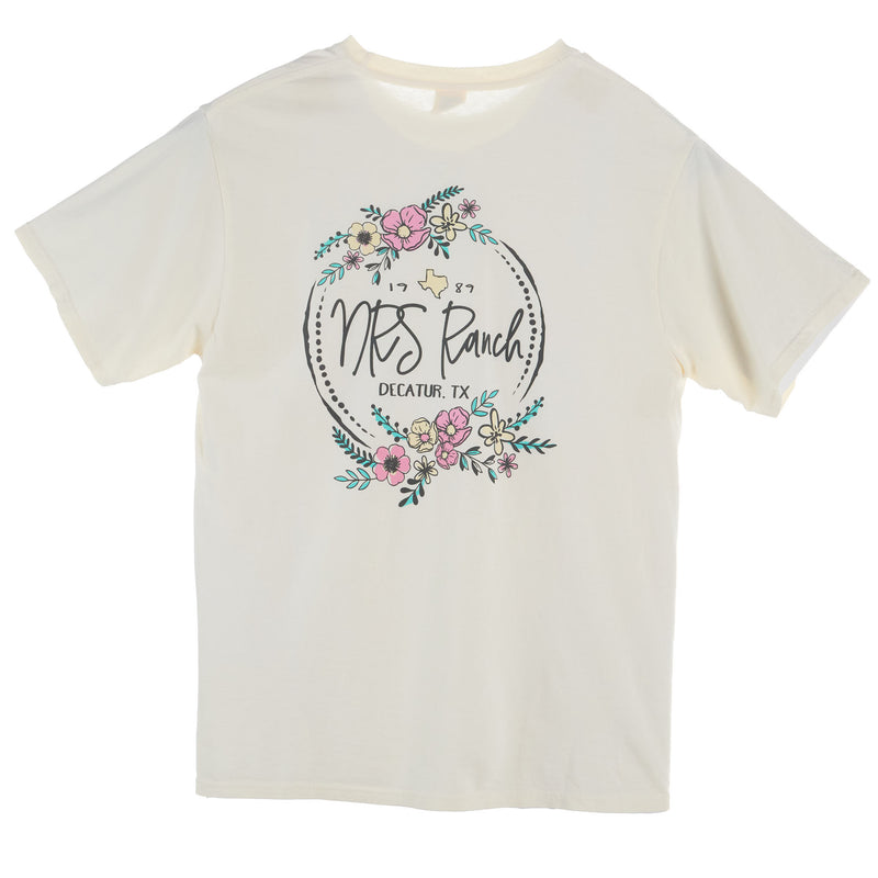 NRS Ranch Round Floral Logo Ivory Tee