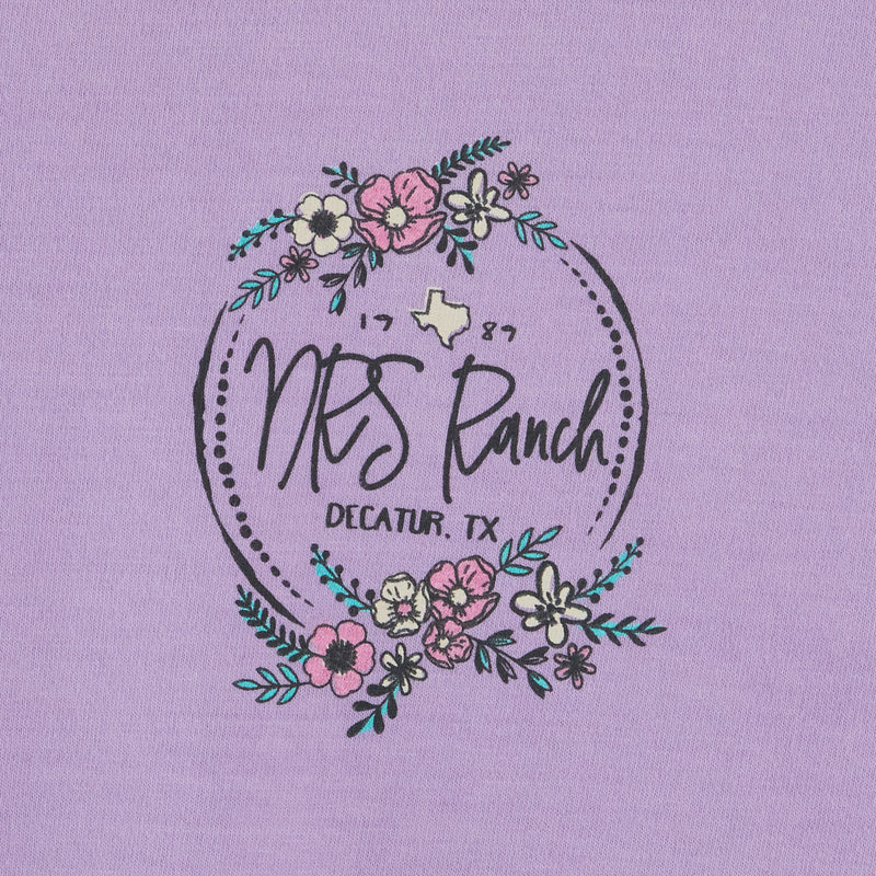NRS Ranch Round Floral Logo Wisteria Tee