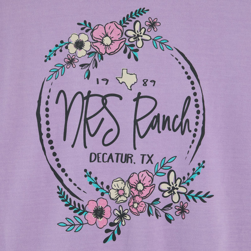 NRS Ranch Round Floral Logo Wisteria Tee