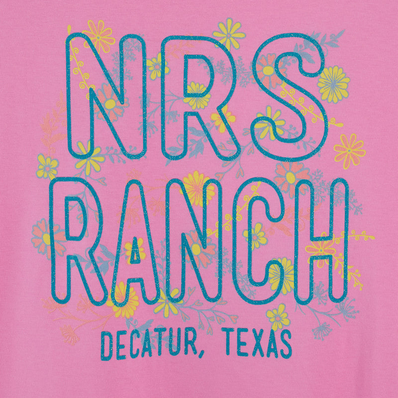 NRS Ranch Decatur TX Floral Logo Hot Pink Tee