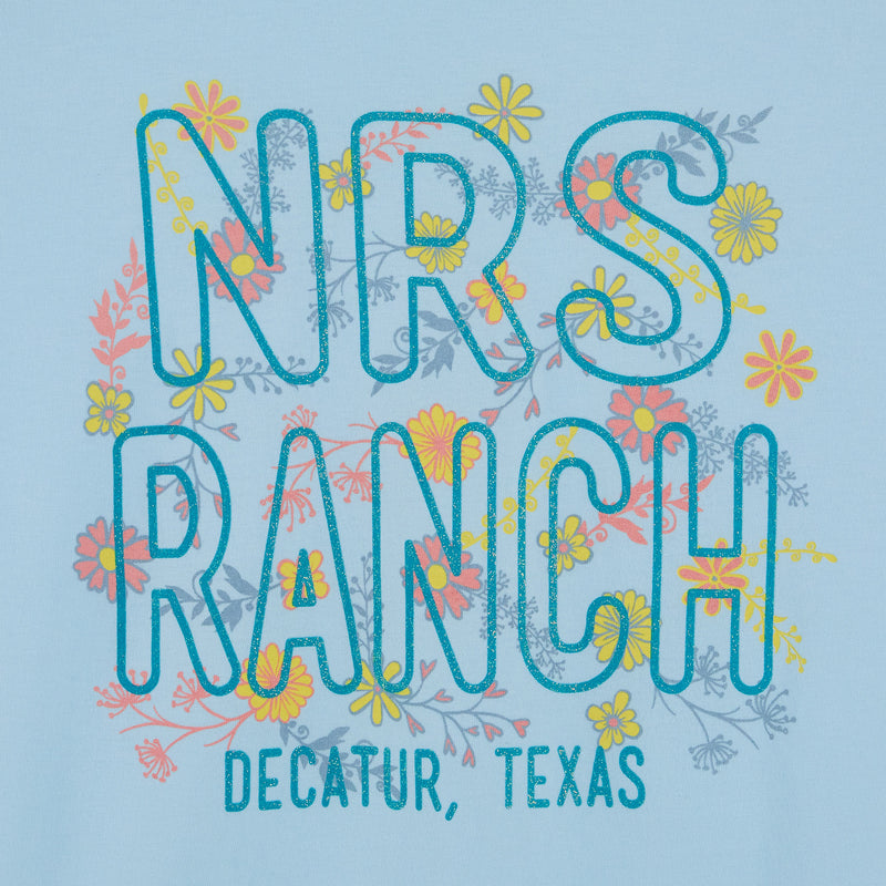 NRS Ranch Decatur TX Floral Logo Powder Blue Tee