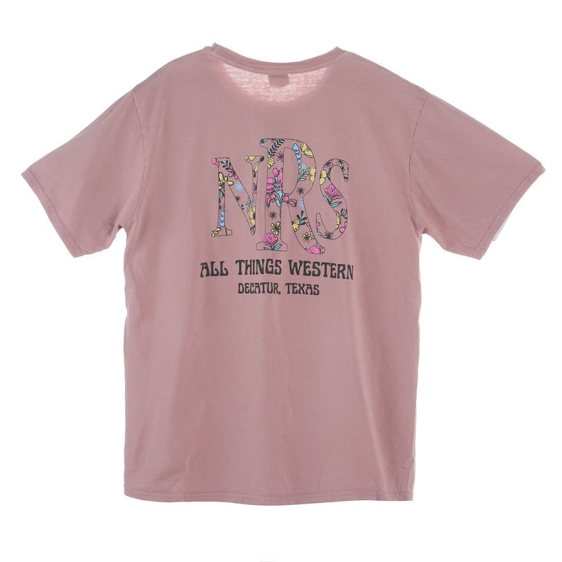 NRS All Things Western Floral Logo Mauvelous Tee