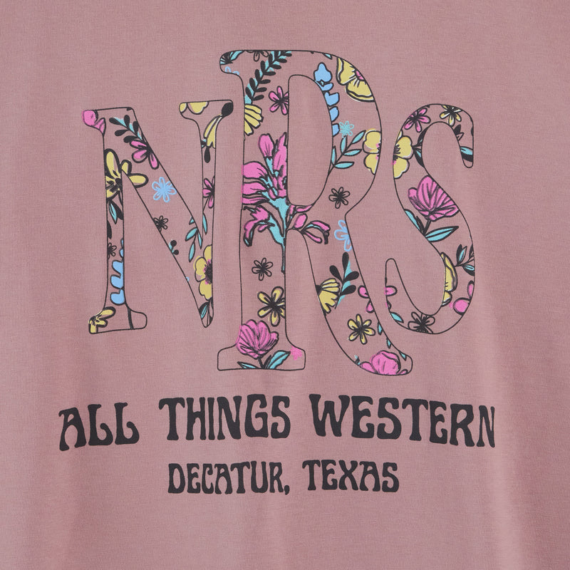 NRS All Things Western Floral Logo Mauvelous Tee