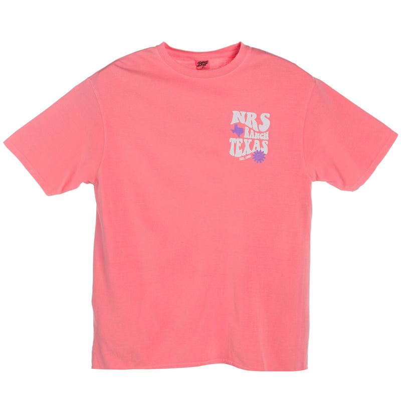 NRS NRS Ranch Texas Groovy Logo Neon Coral Tee