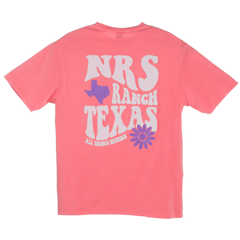 NRS NRS Ranch Texas Groovy Logo Neon Coral Tee
