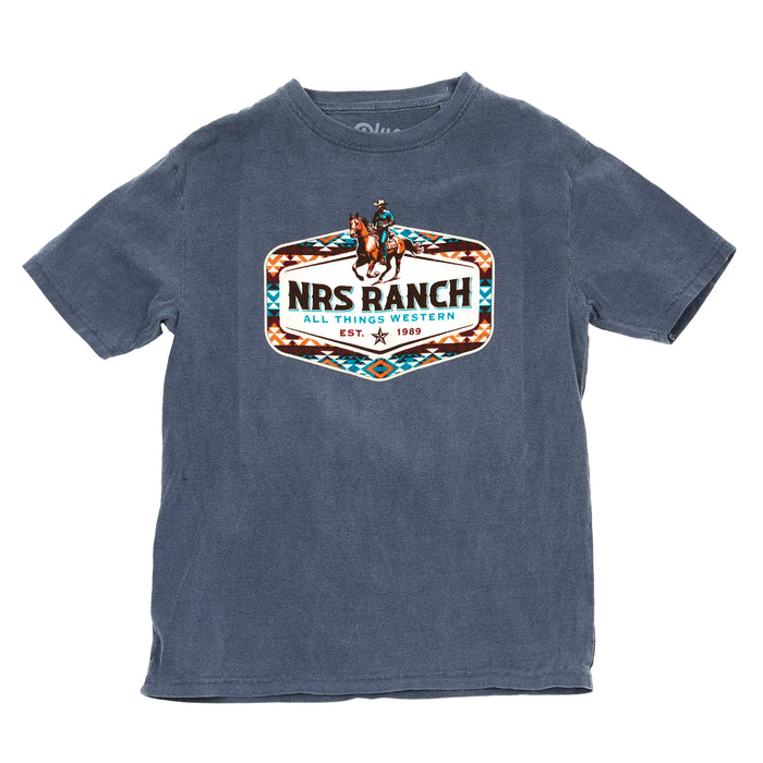 NRS NRS Ranch Horse With Rider Aztec Logo Youth Indigo Tee