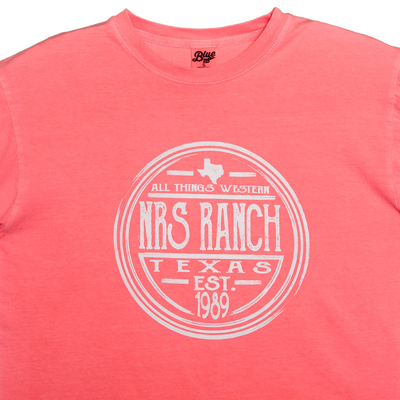 NRS NRS Ranch Texas Neon Coral Round Logo Tee