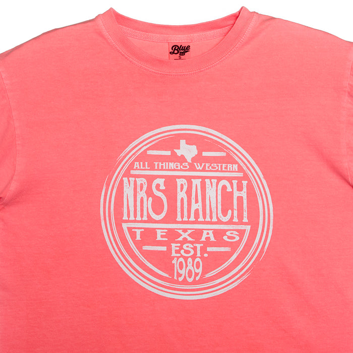 NRS NRS Ranch Texas Neon Coral Round Logo Tee