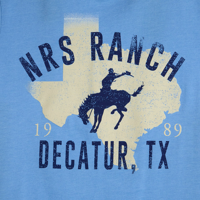 NRS Light Blue Bucking Horse Texas Logo Tee Shirt