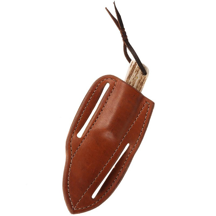 Nrs Ranch Knives Cowtown Tombstone Knife w/ Plain Leather Sheath