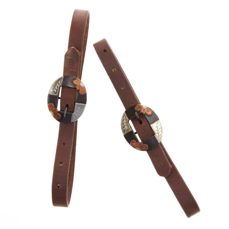 NRS TACK Oiled 3/4 Inch Breast Collar Tug Straps with Silver Flower Brass Bar Cart Buckle